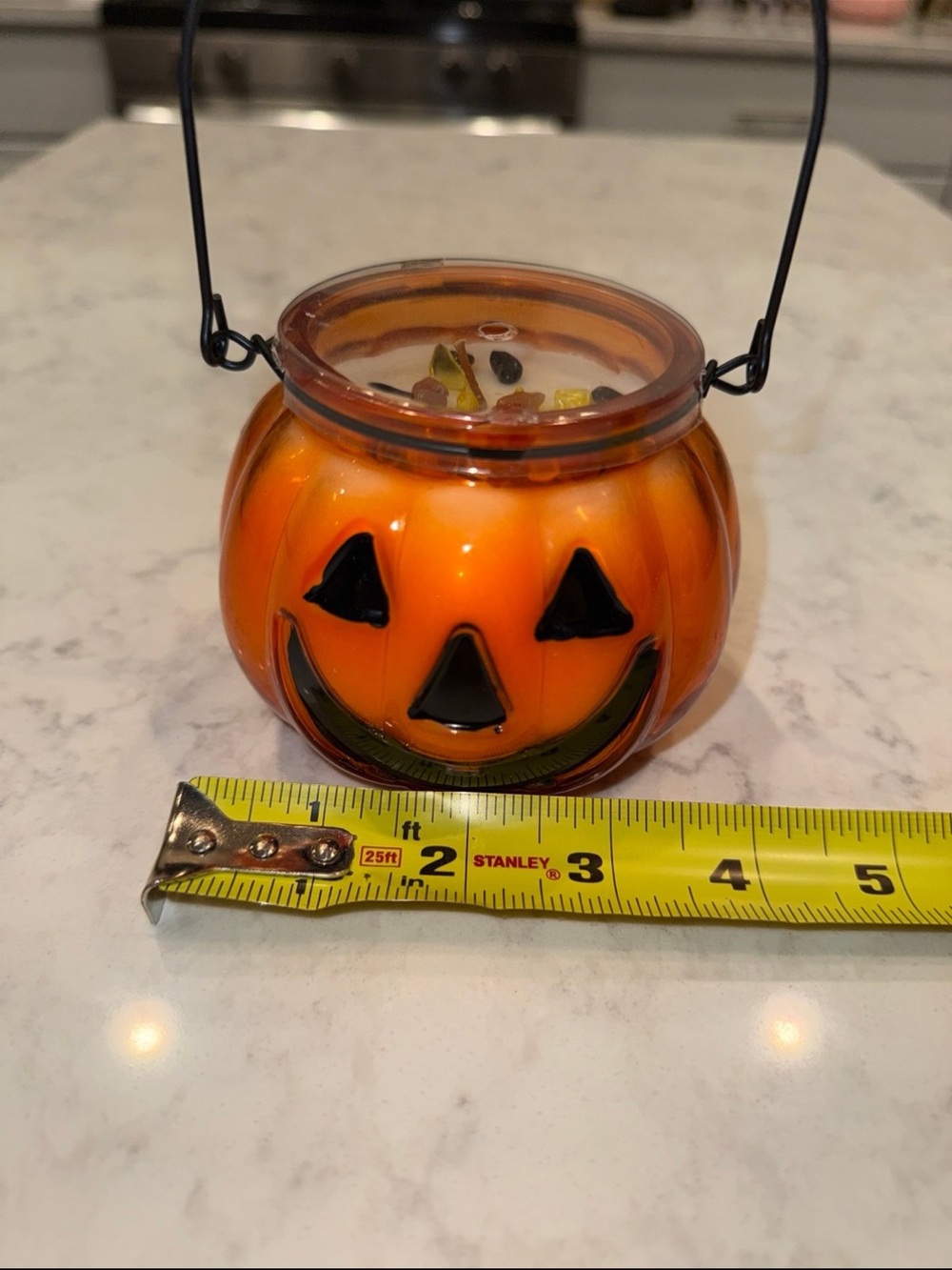 New Halloween Pumpkin Candle Jar with Crystals - Picture 2 of 6